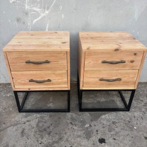 Rustic Industrial Nightstand, a perfect blend of natural wood charm and modern metal accents. Featuring two spacious drawers with antique-style handles, this piece offers both style and functionality. The sturdy black metal frame adds durability and a contemporary touch, making it ideal for bedrooms, living rooms, or office spaces.